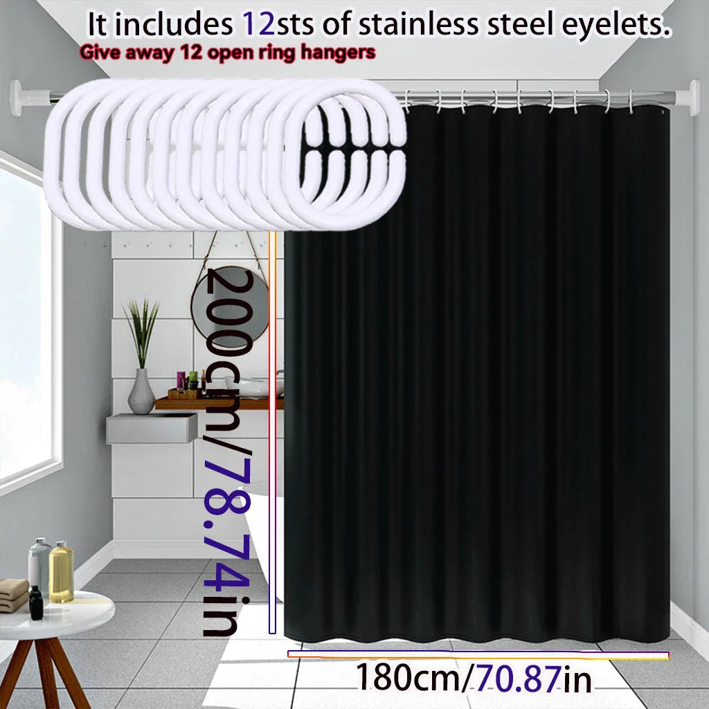 rideau douche noir opaque moderne suspension anneaux respectueux environnement 200cm 78.74in