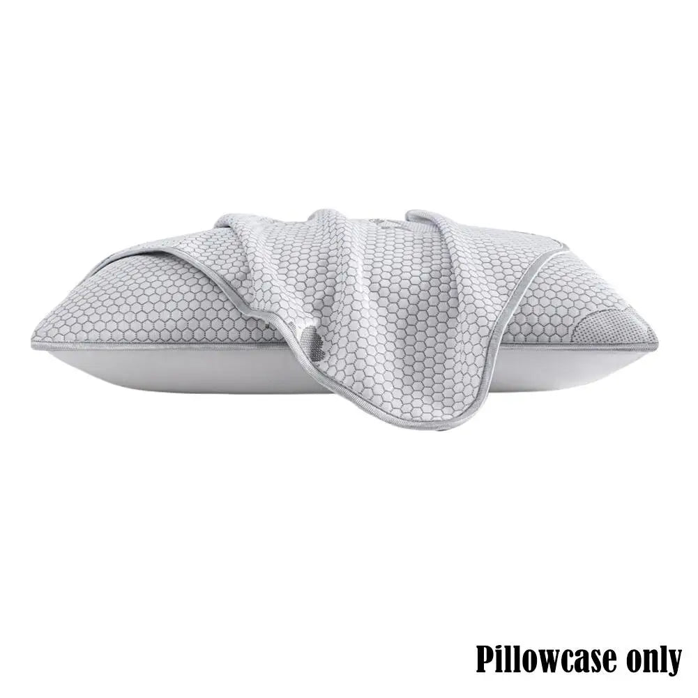 protège oreiller bleu clair broderie 3d motif hexagonal moderne confortable fermeture glissière coton polyester