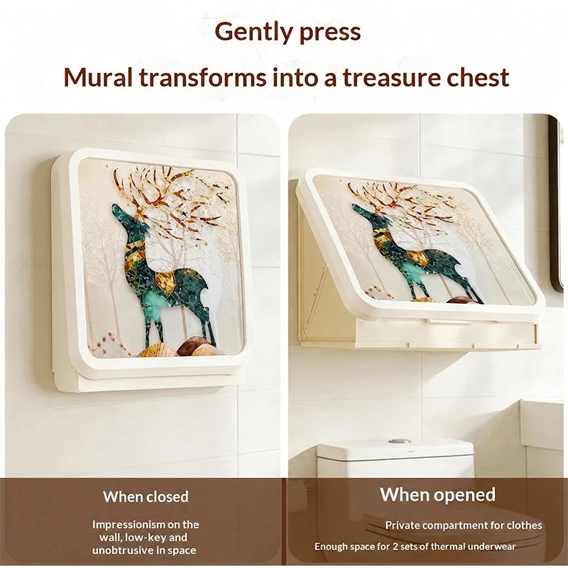 rangements murals pliables salle bain transparent motif cerf forêt moderne adhésif blanc doréversibleéconomique