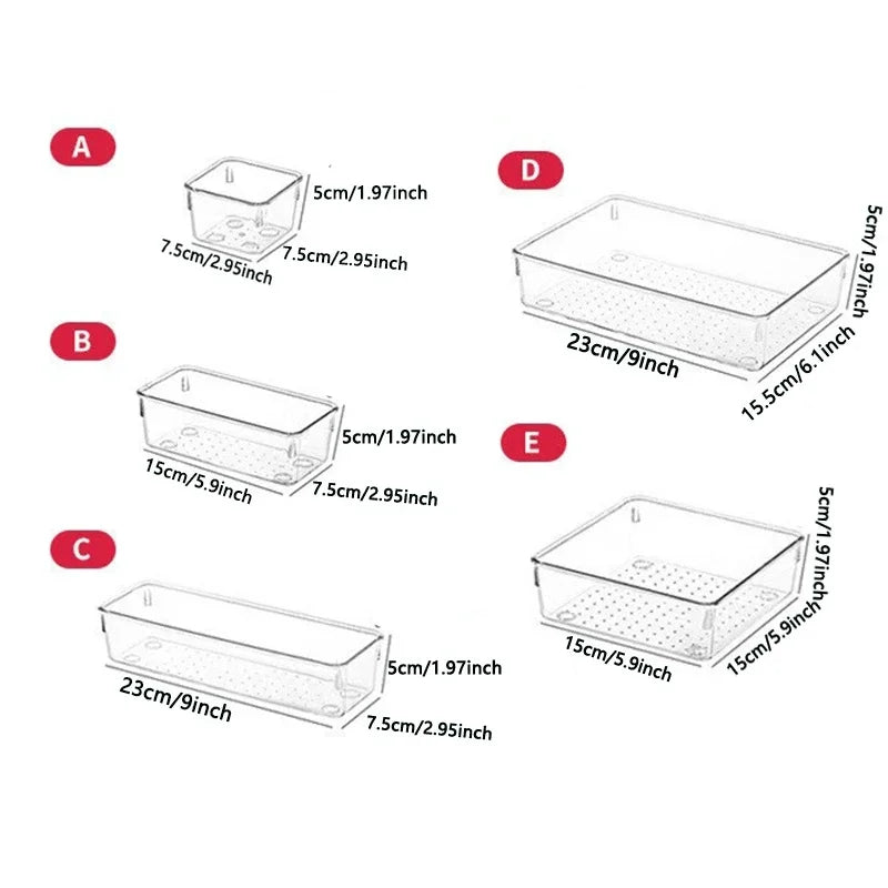 boîtes rangement transparentes tailles adhésives modernes réutilisables durable