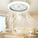 ventilateur led moderne blanc télécommande lumiere intégrée vitesses transparent