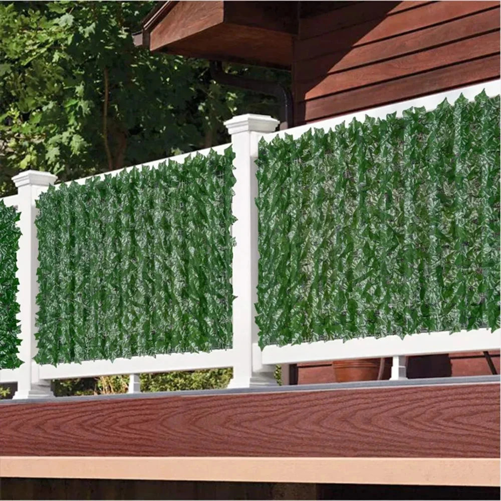 rideau végétal artificiel feuilles vertes moderne clips fixationextérieur décoration jardin balcon