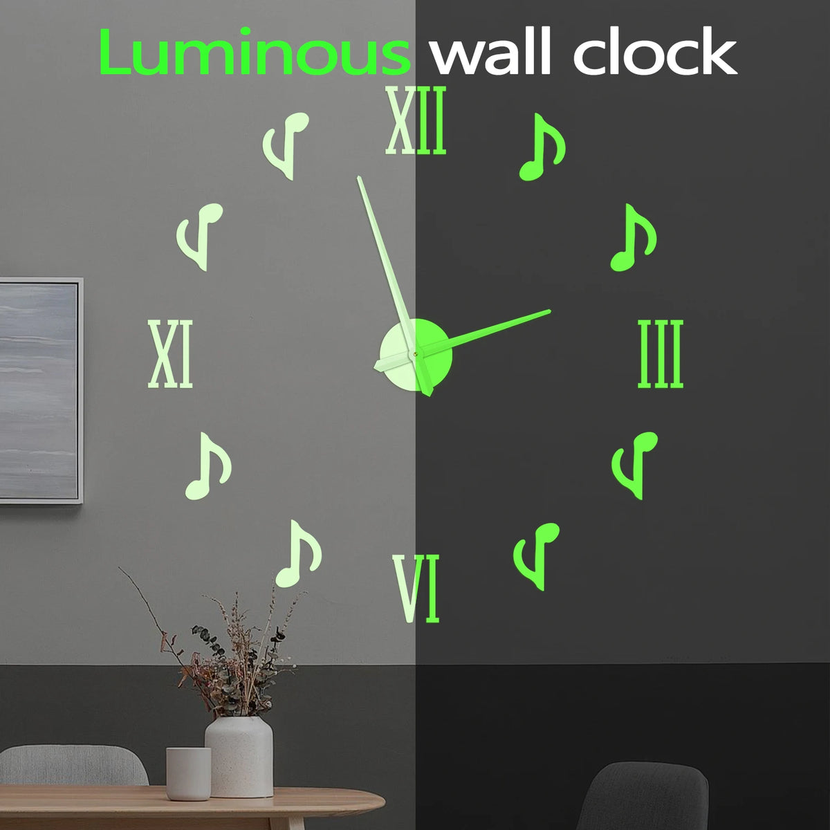 Détail horloge acrylique chiffres romains
