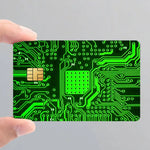 carte bancaire personnalisée adhésive circuit imprimé vert fond noir étanche résistante rayures empreintes digitales
