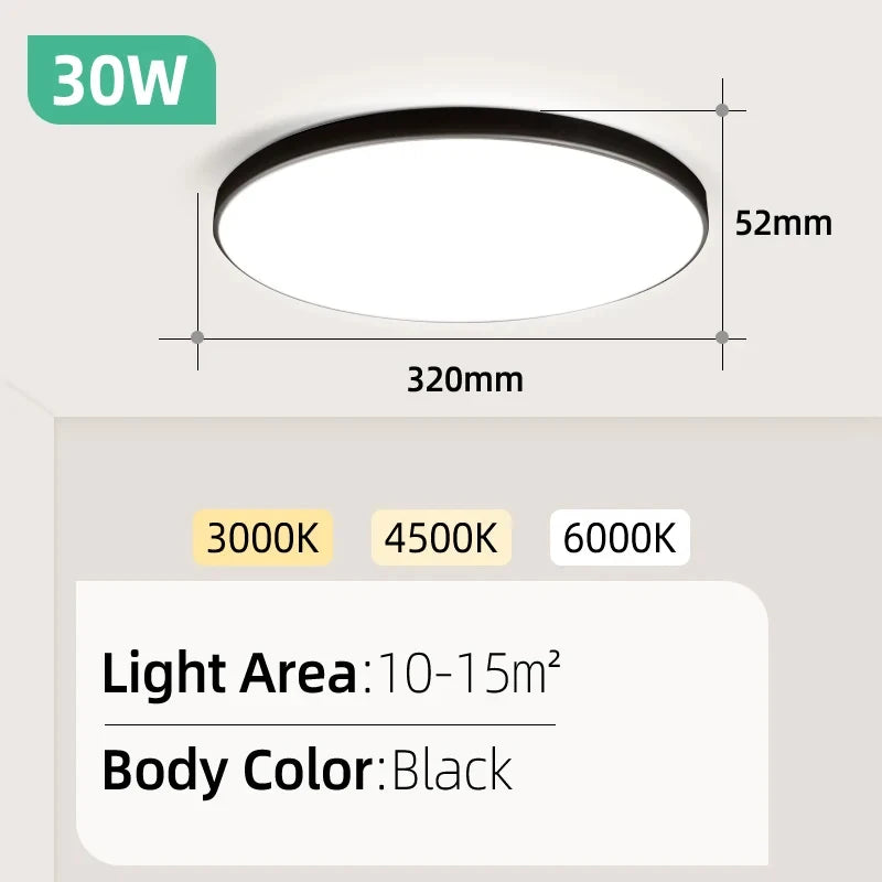 Lampe LED moderne 20W 30W blanc ultra mince éclairage intérieur