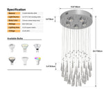 lustre suspendu moderne cristal argenté gouttes transparentes intérieur luxe