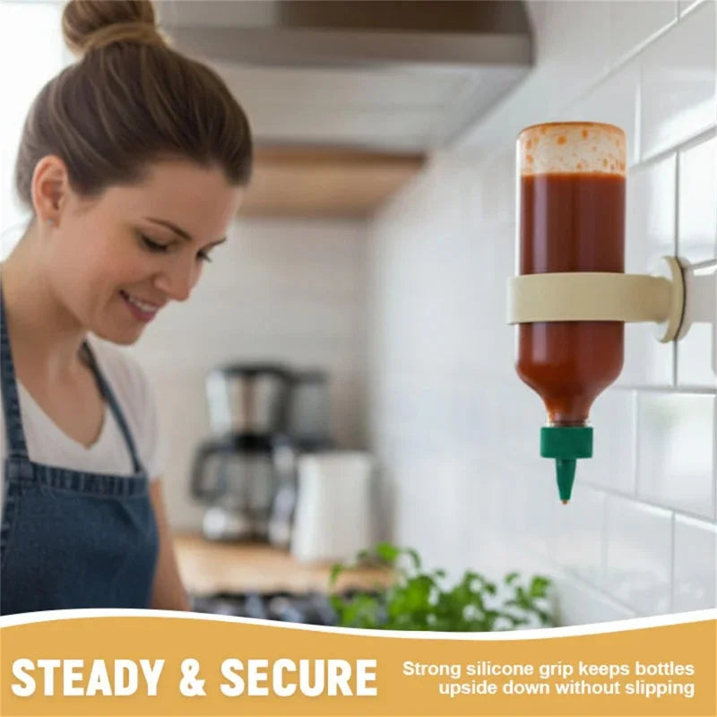 porte bouteilles mural silicone adhésif bouteilles sauce ketchup moutarde minimaliste rangement bouteilles condiments articulé