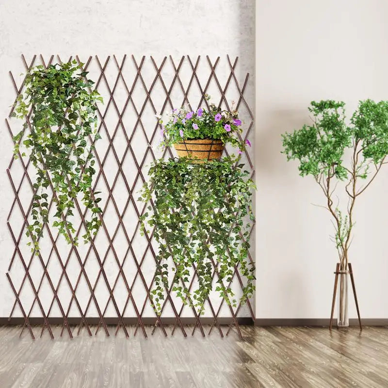 treillis marron rustique panneau decoratif plantes grimpantes support escalade jardin decoration murale assemblage facile