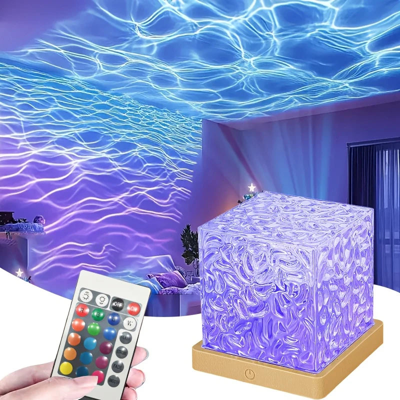 projecteur led effets eau vagues aurore boréale télécommande couleurs variables ambiance chambre moderne