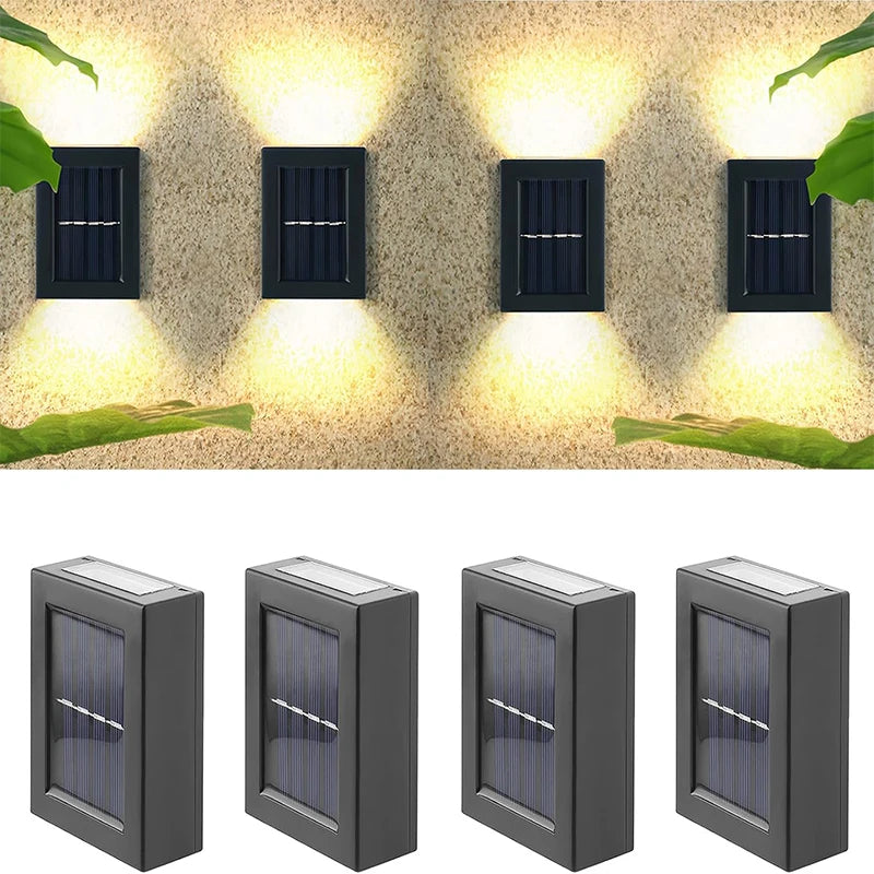 applique murale solaire moderne noire ip65 led extérieur decoration jardin abs