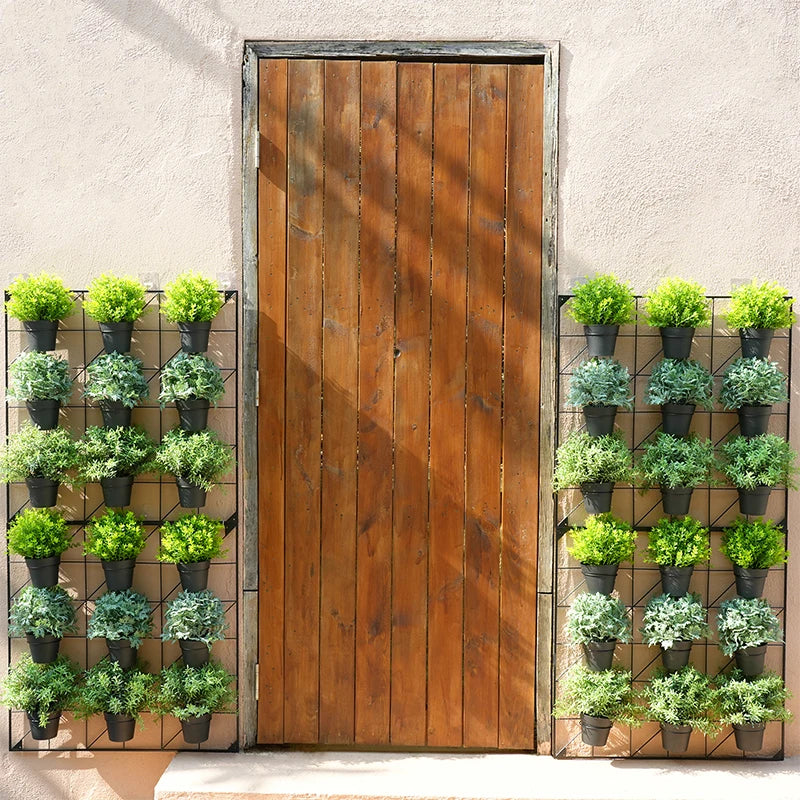 décoration murale plantes artificielles pots plastique feuilles vertes stores blancs minimalisteextérieurintérieur