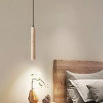 lampe suspendue moderne minimaliste pierre beige clair texture naturelle câble noir 90 260V 2000