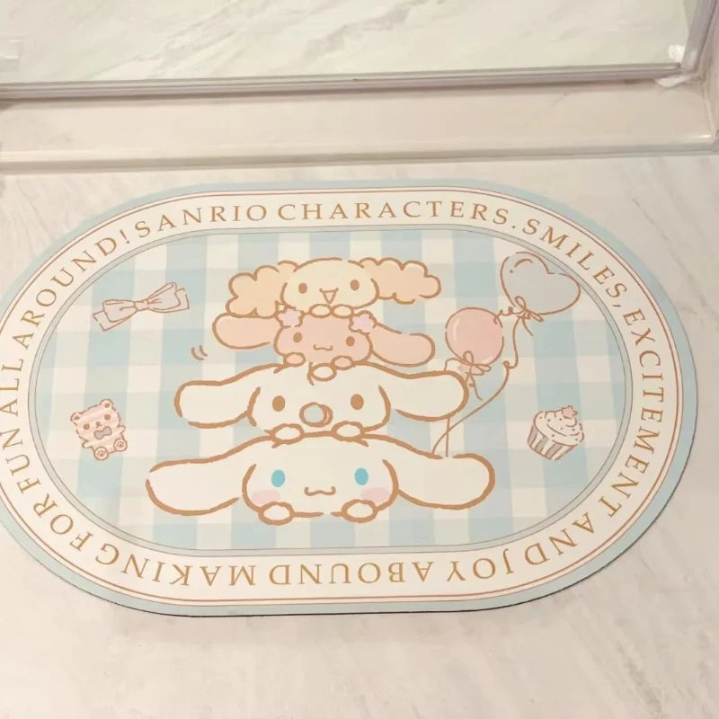tapis sol salle bain dessin animé sanrio rose blanc imperméable antidérapant rapide