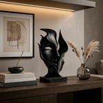 ornements faciaux sculpture visage moderne décoration intérieure noir blanc table abstraction déco chambre