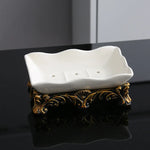 support savon céramique blanc doré ornements classique baroque pièce pied sculpté