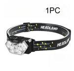 lampe frontale rechargeable led 5w noir jaune blanc headlight tactile affichage ir sensor modes