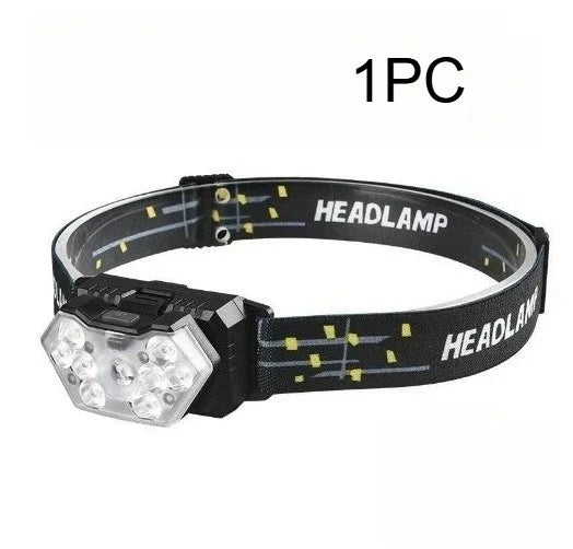 lampe frontale rechargeable led 5w noir jaune blanc headlight tactile affichage ir sensor modes