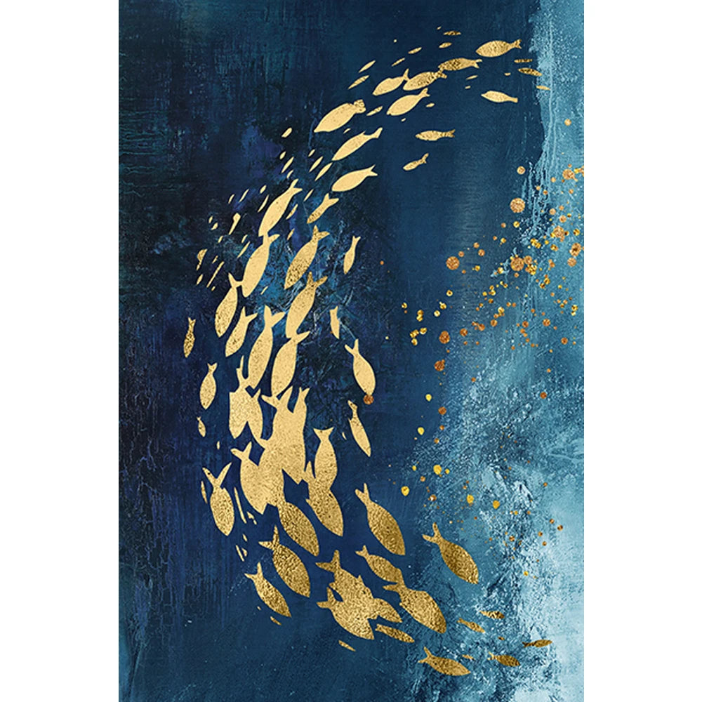 affiches abstraites poissons dorés moderne toile animaux compagne decoration maison salon
