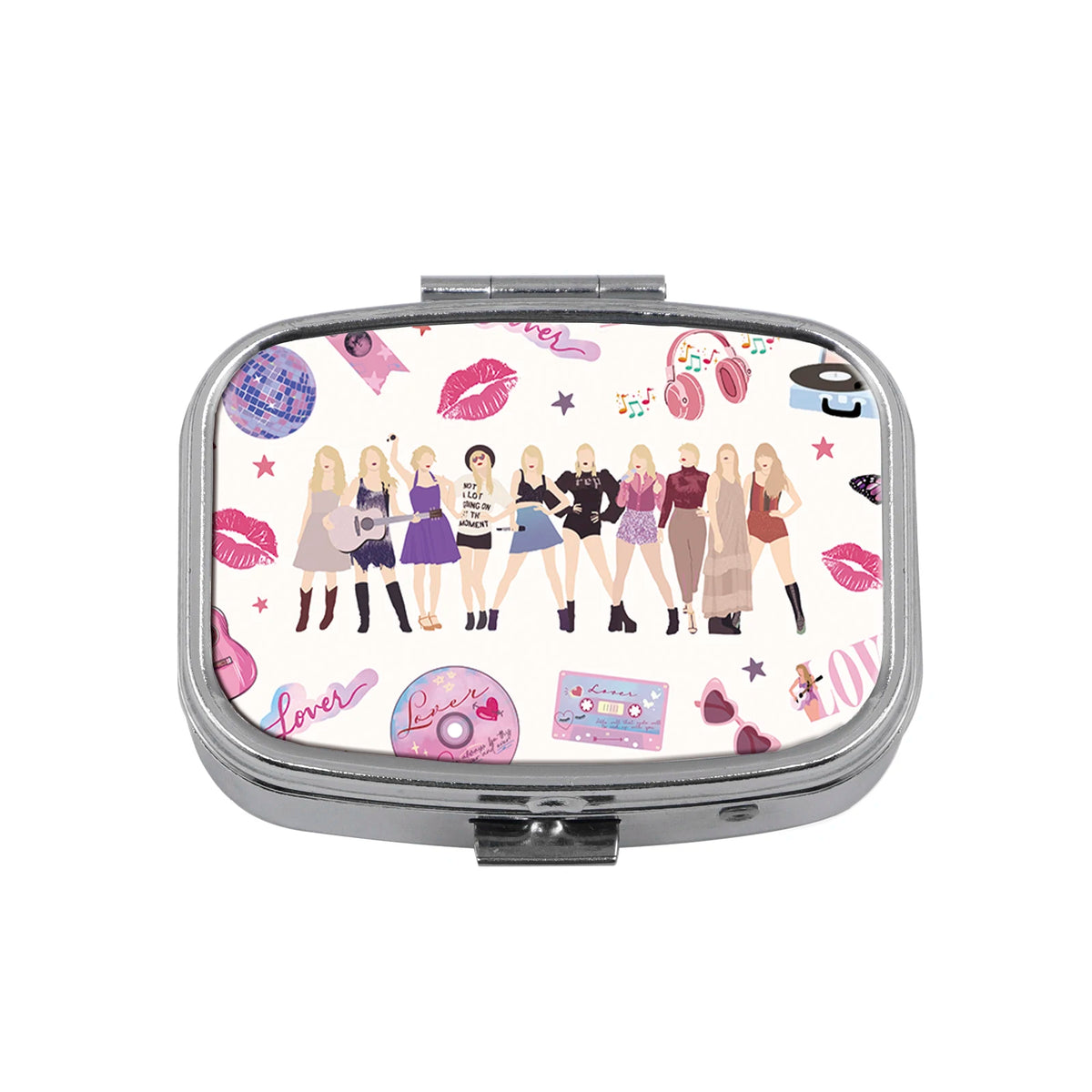 boîte pilules moderne fleuries multicolores portable organisateur blanc motifs graphiques