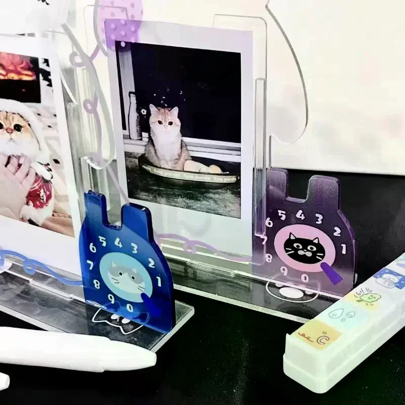 cadre photo chat transparent bleu violet clips ballons chiffres mignon kawaii