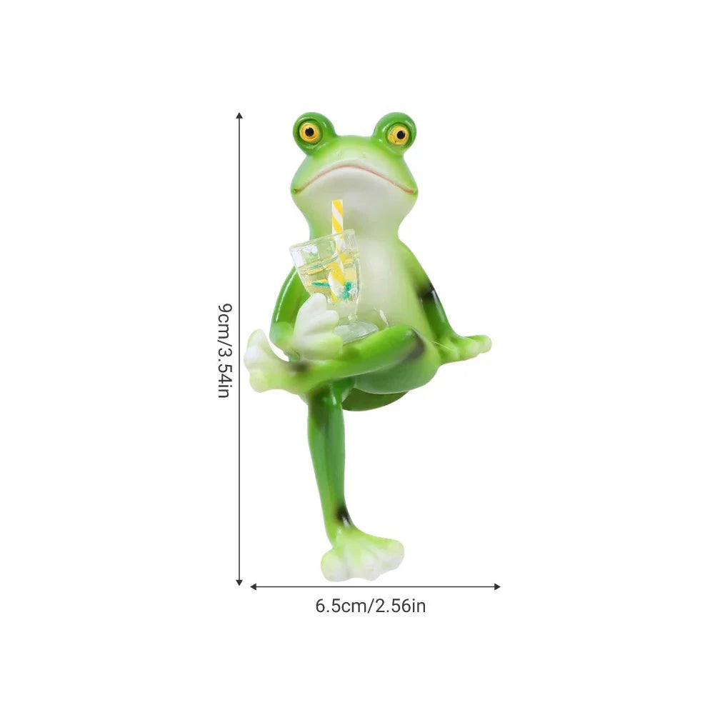 statue grenouille verte bleue jardin résine décorative pots fleurs outils pelle pioche chapeau succulentesintérieurextérieur