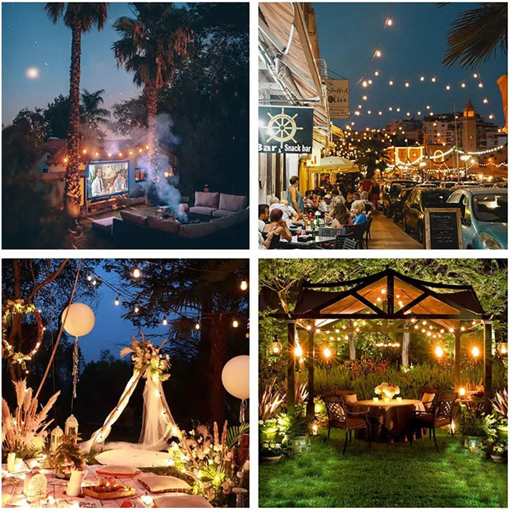 guirlande lumineuse solaire extérieure ambrée 41 ampoules globe ip65 patio jardin decoration festive