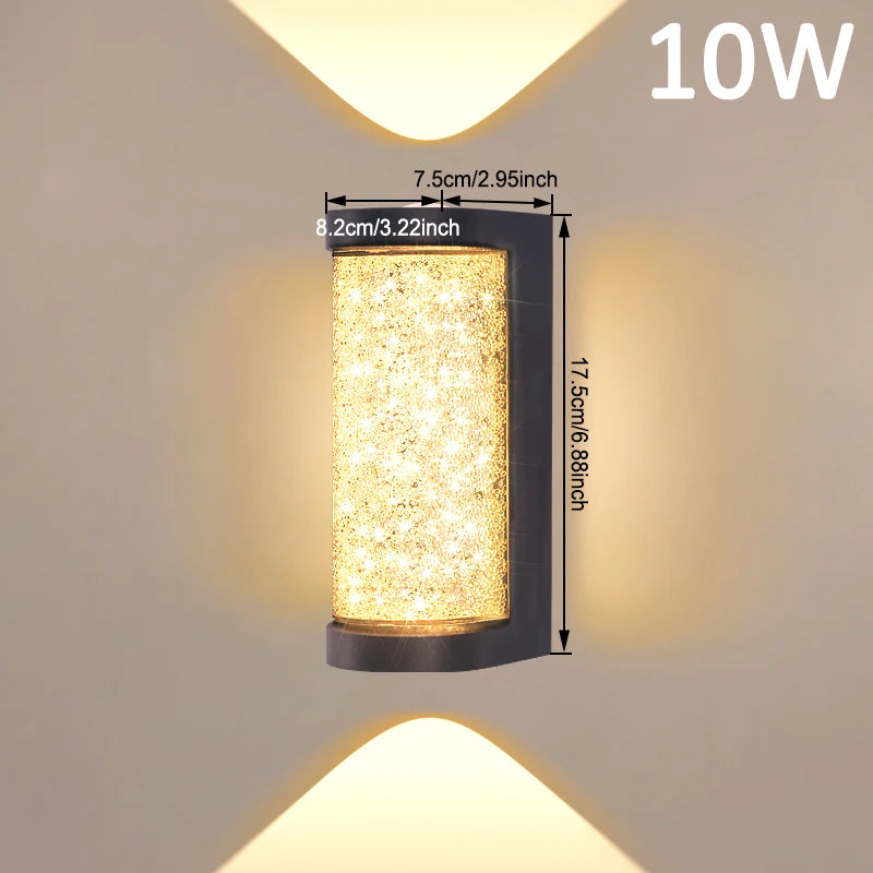 applique murale moderne gris métallisé translucide ip65 led 6500k 3000k extérieur résistante água