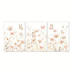 tableaux toile imprimés motifs fleurs papillons moderne minimaliste blanc beige rose pâle sans cadre