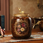 décoration table résine or marron fleurs classique vase boîte mouchoirs cendrier fruits bouquets