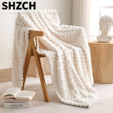 plaid blanc texture bouclée doux confortable moderne intérieur fixations moelleux