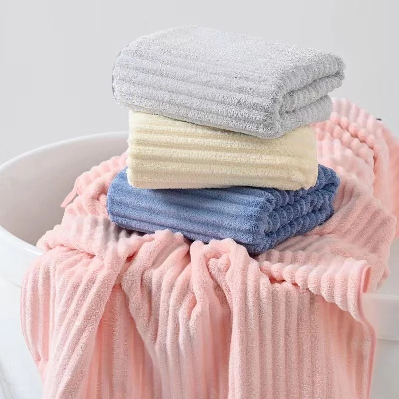 serviettes bain rayées douces absorbantes rapide séchage moderne blanc rose gris bleu pâques clips