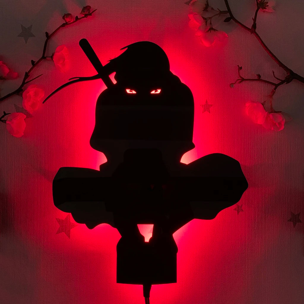 applique murale led silhouette anime noir décoration chambre veilleuse lumineuse personnage japonais