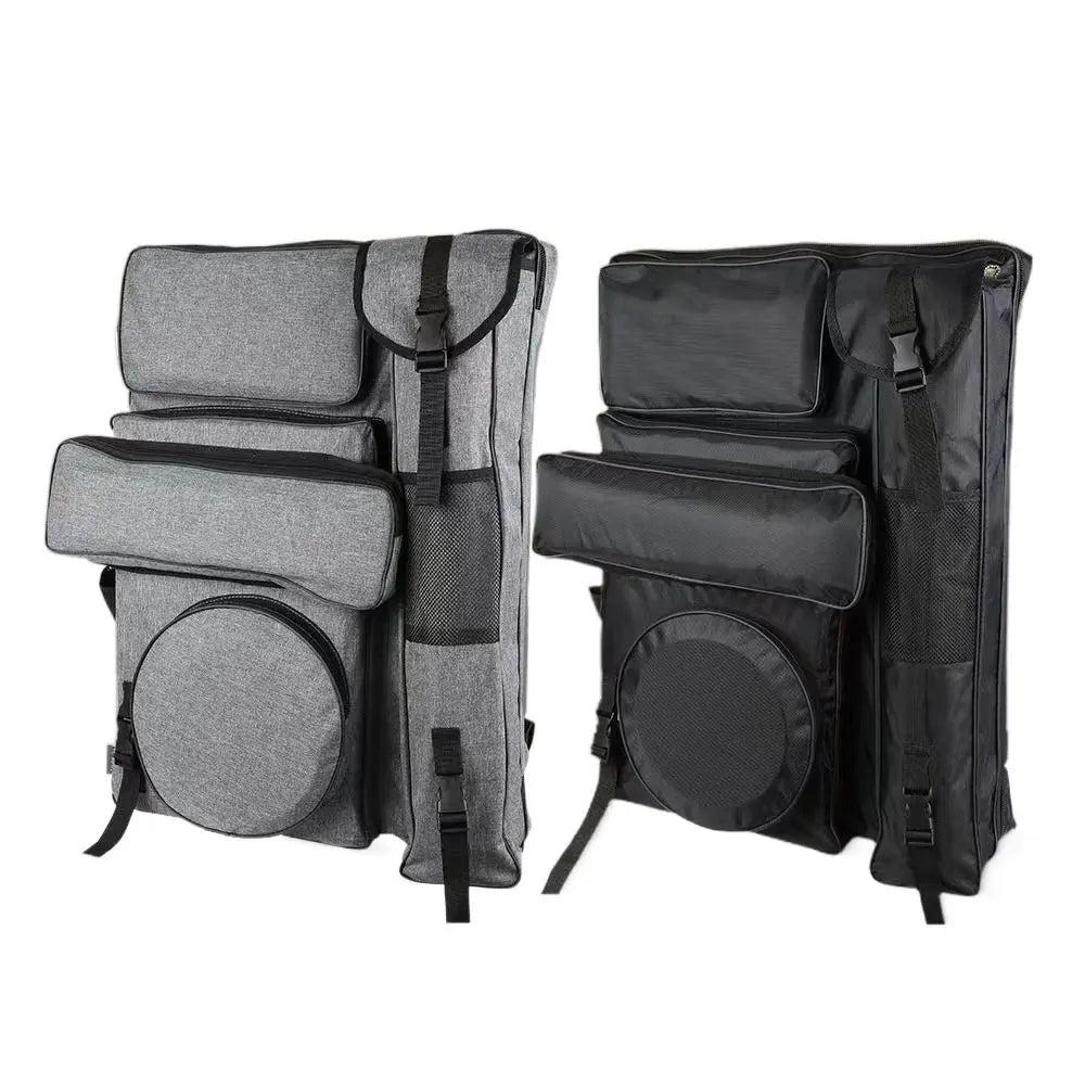 Sac croquis toile gris noir durable fonctionnel boucles poches arrière zipper