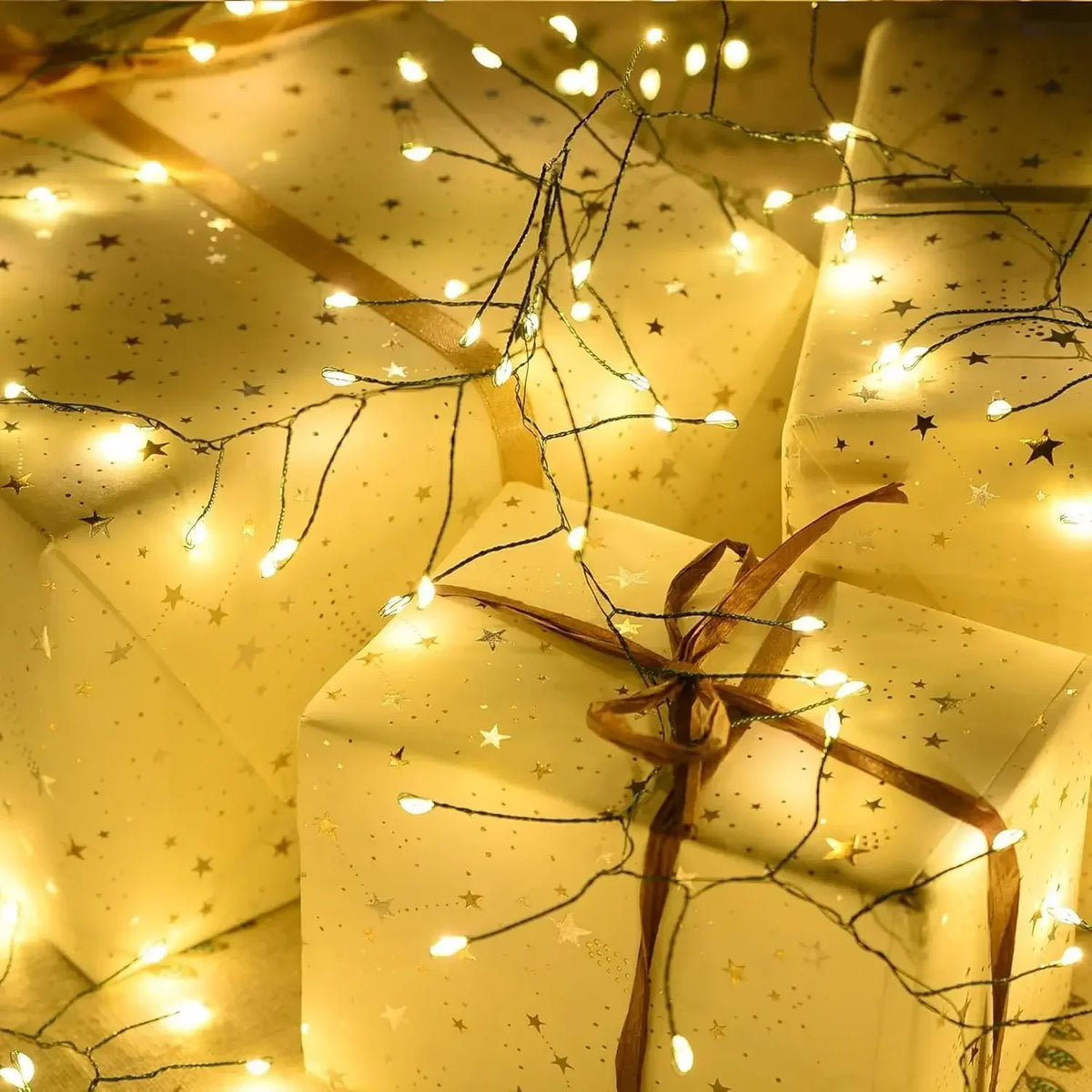 guirlande lumineuse 75m 2000leds étoiles branches moderne blanc doré halloween mariage noël télécommande clips