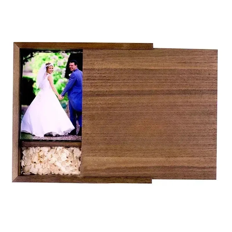 boîte bijoux bois marron foncé réutilisable moderne rangement minimaliste respectueux environnement mariage noël cadeau