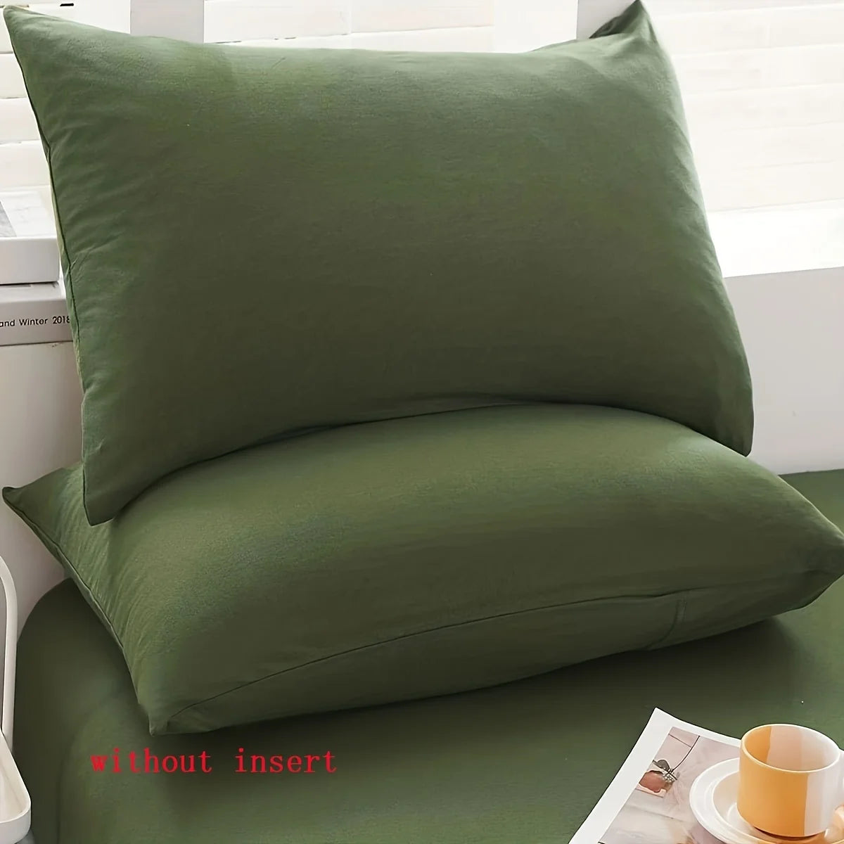 taies d'oreiller uni vert olive moderne 100% polyester standard taillesiauxcoussins sansinsert