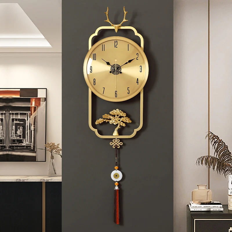 horloge murale or motif arbre moderne blanche chaîne dorée salle couloir décoINCT: titre généré