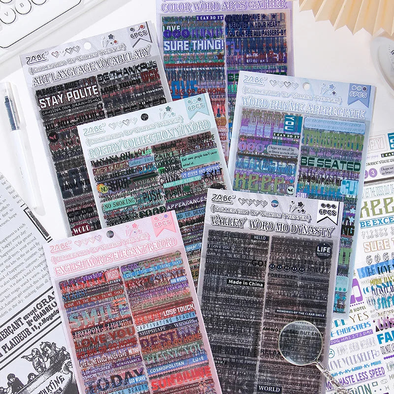 autocollants multicolores messages positifs transparents modernes pièces journal scrapbooking decoration