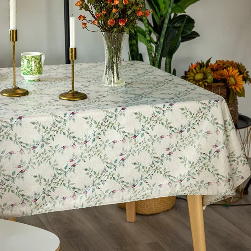 nappe fleurie imperméable résistante l'huile beige vert rose maison extérieur fête
