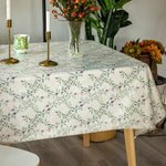 nappe fleurie imperméable résistante l'huile beige vert rose maison extérieur fête