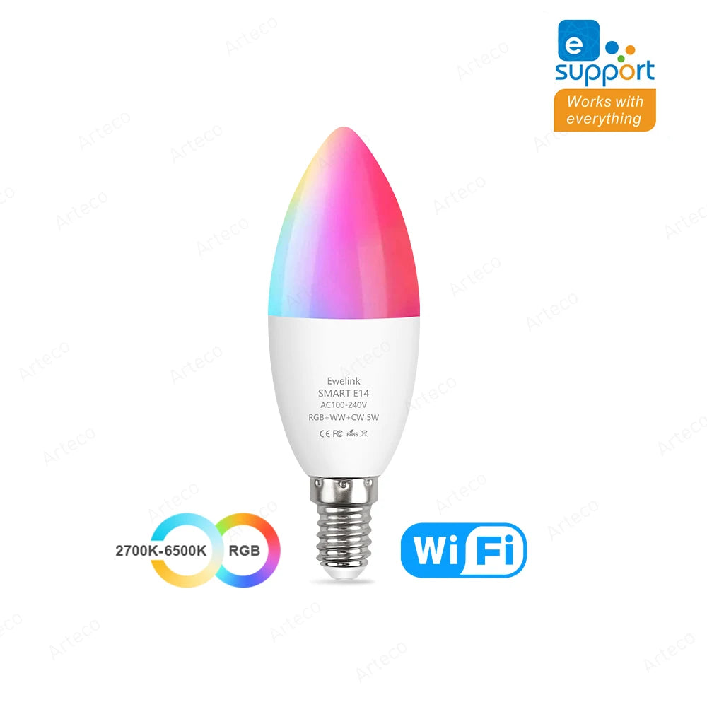 ampoules led intelligentes e14 rgb wifi zigbee blanc multicolore forme bougie moderne minimaliste