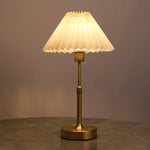 lampe table vintage or plissée interrupteur tactile rechargeable led noir beige
