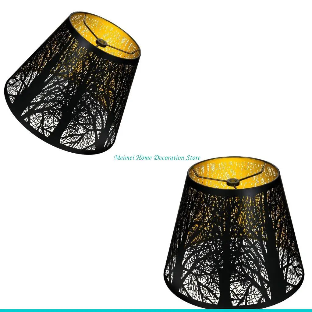 abat jour table moderne noir forêt gravée doré intérieur 15.2cm 19cm 25.4cm