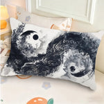 housse coussin yin yang symbole chinois noir minimaliste 100 polyester double face 30x30cm 40x40cm