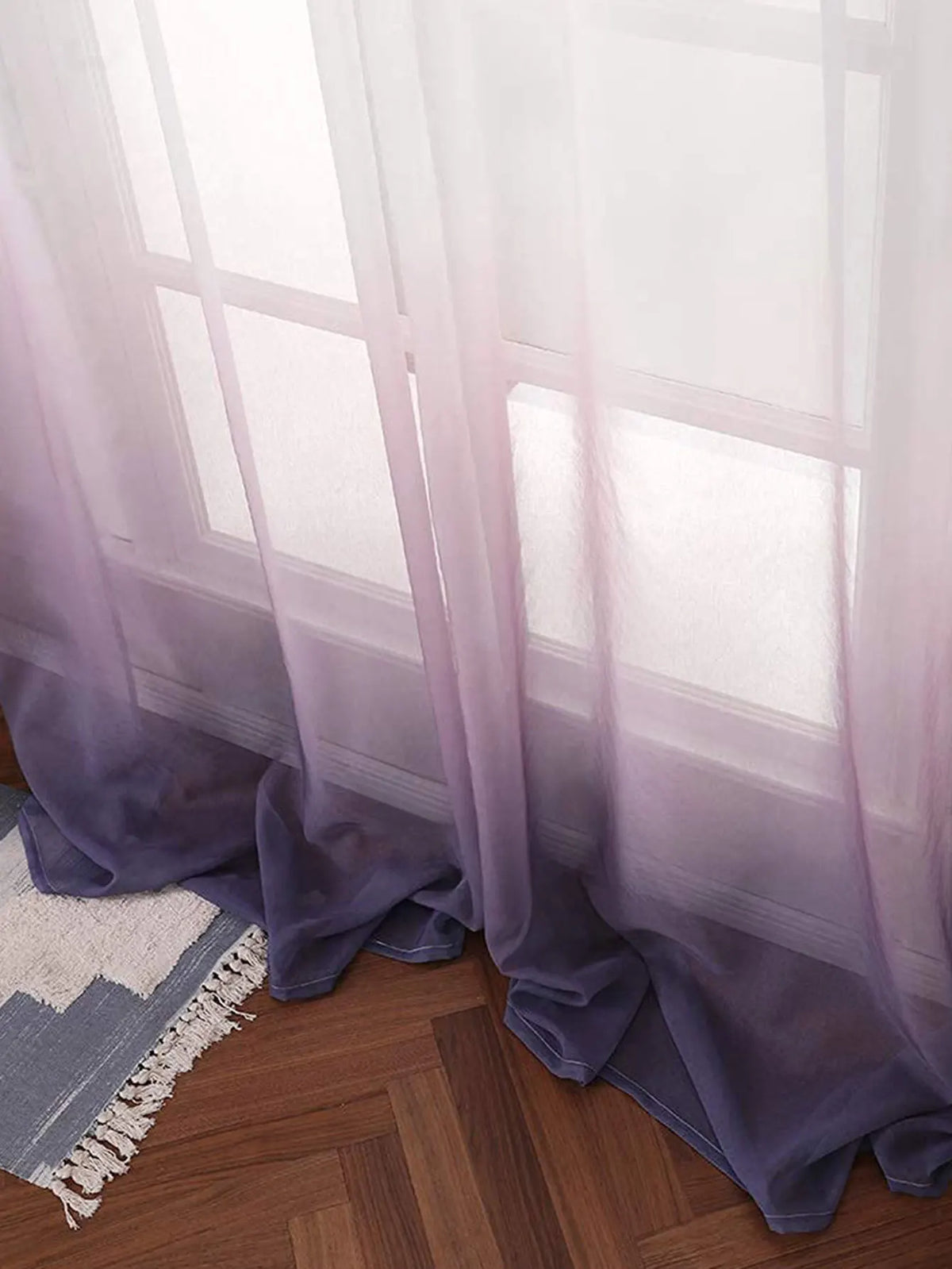 rideau violet blanc polyester moderne transparent chambre salonhôtel