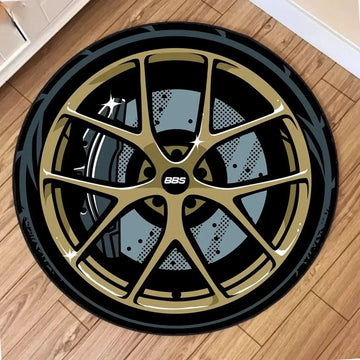 tapis rond doux polyester antidérapant motif voiture fleur salon chambre moderne lavable machine gris