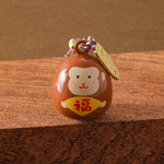 pendentif décoration animal souris lapin cochon chinois fú cuivre marron blanc orange vert bleu