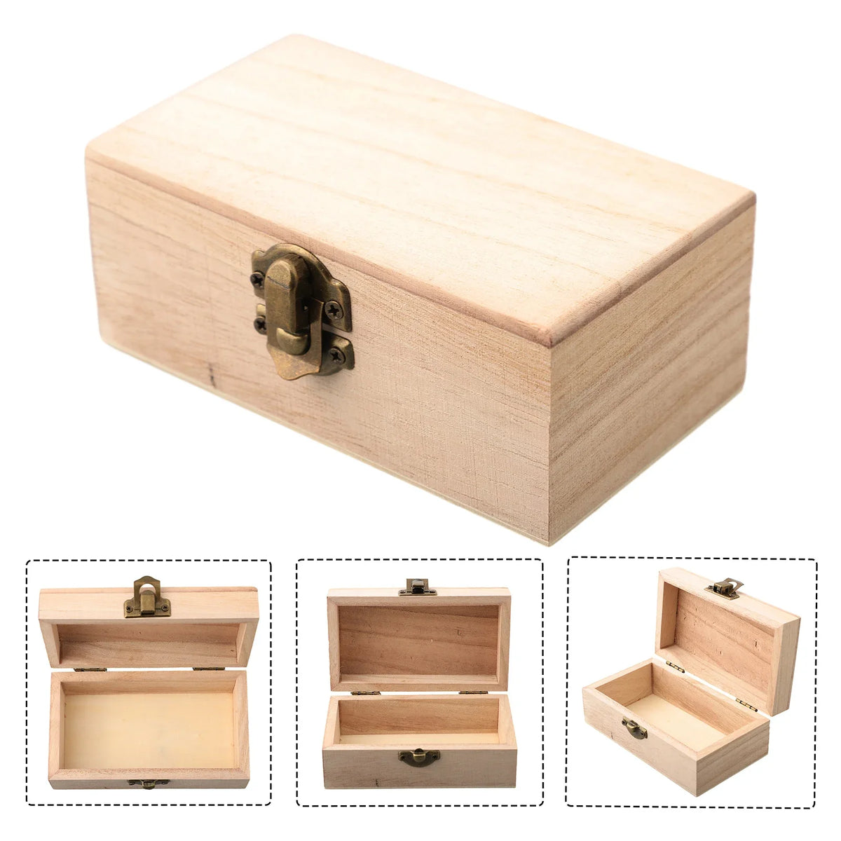 boîtes bois naturel clair lignes apparentes classique cadenas grande taille moyenne petite
