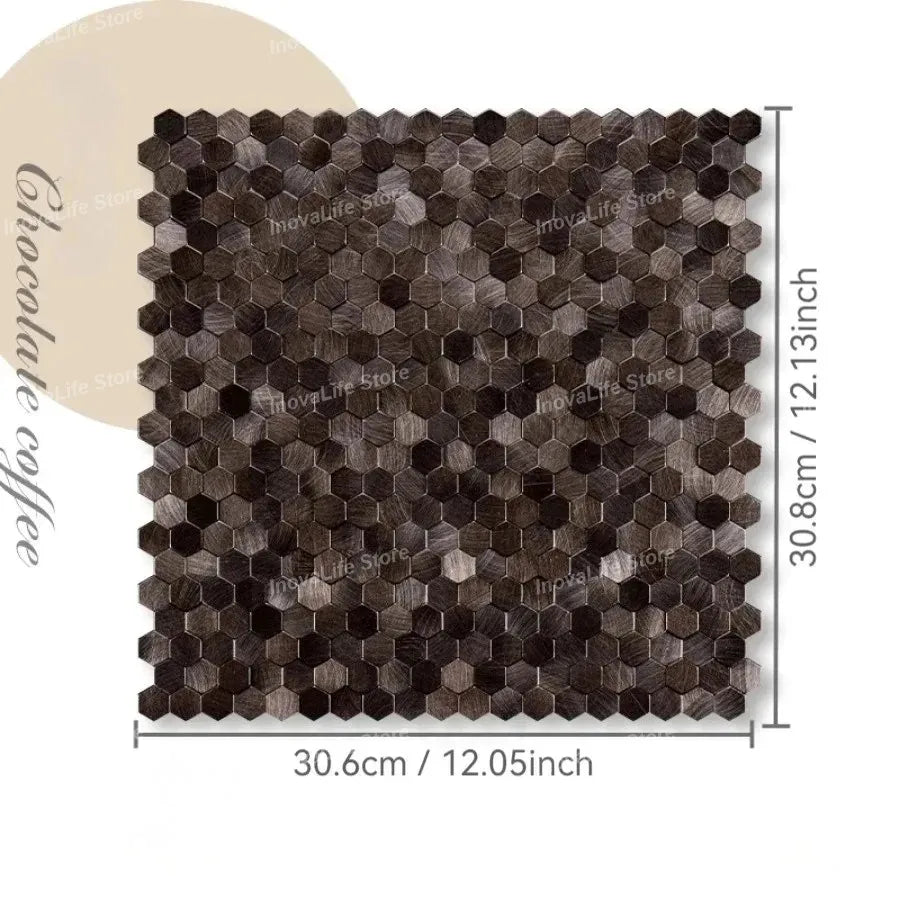carreaux hexagonaux métal brossé adhésifs modernes gris bronze cuivre doré salle bain chambre