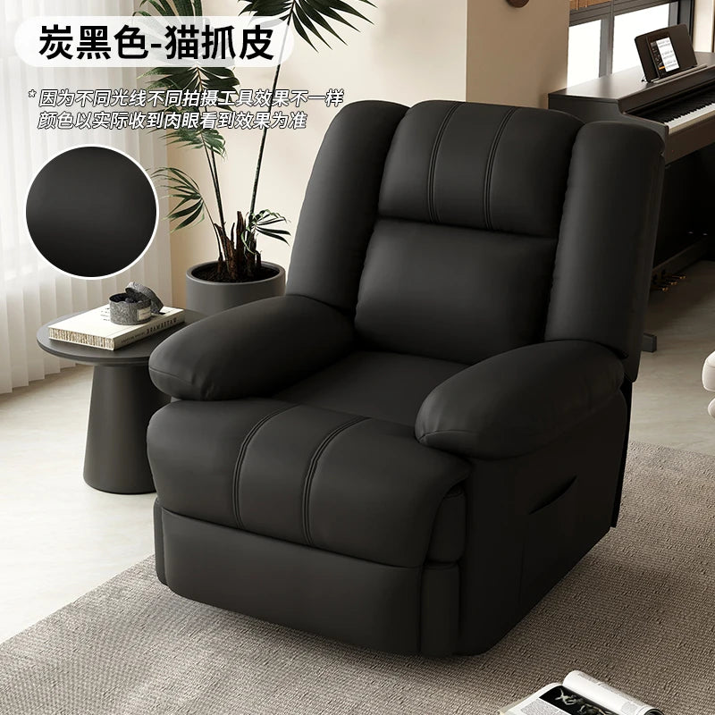fauteuil relax contemporain cuir gris bois simple moderne poignées bouton commande